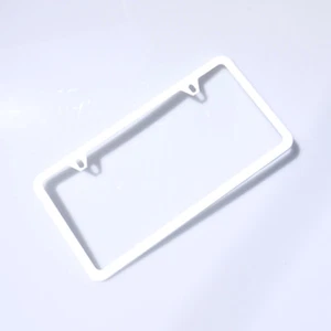 White Stainless Steel 2 Hole Slim License Frame Fiat Honda Toyota Audi Subaru - Imagen 1 de 9