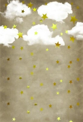 Fotografía fondo estrellas nubes amarillo gris 5x7 pies Foto 1 de 2
