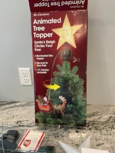 Mr. Christmas Animated Tree Topper Santa’s Sleigh Circles Your Tree - Picture 1 of 7
