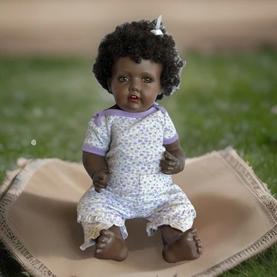 Artisan African American Baby Girl Doll 17" jointed Vintage 1995 - Image 1 of 4
