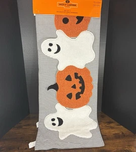 Set Of 2 Halloween Decorative Table Runners, Ghosts and Jack O’ Lantern Pumpkins - Picture 1 of 8