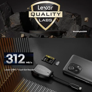 Lexar Professional USB-C Dual-Slot Reader RW470 SD/Micro SD 312MB/s LED Light - Picture 1 of 1