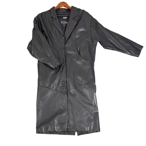 Trench coat vintage Wilsons Leather Experts nero oversize XS foderato Thinsulate - Foto 1 di 11