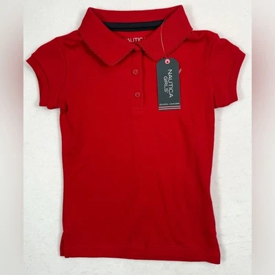 NUEVO CON ETIQUETAS NAUTICA Niño Niñas’ Rojo Manga Corta Enclavamiento Uniforme Escolar Polo 3T Foto 1 de 4