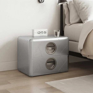 vidaXL Aviator Side Table with 2 Drawers Aluminium 19.7" x 13.8" x 15.7" vidaXL - Picture 1 of 7