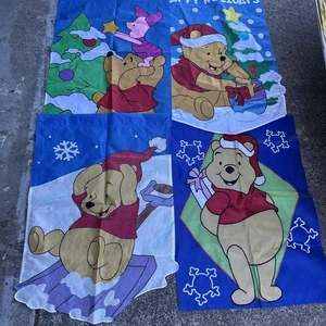 Winnie the Pooh porch flag. Lot Of 4. Double Sided. Winter. Christmas… - Picture 1 of 5