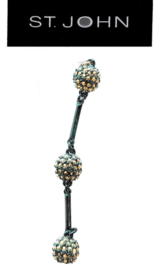 St John вязаные 3 сферы молнии слайдер тянуть металлический зеленый золото кристаллы - Изображение 1 из 1