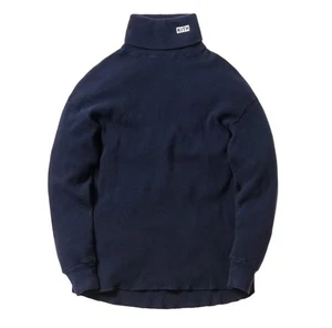 Kith X Calux Herren Large Navy Blau Waffel Strick Rollkragen Pullover Logo Streetwear - Bild 1 von 7