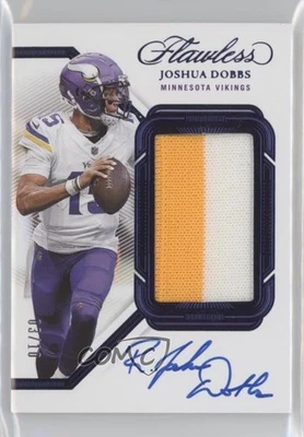 2023 Panini Flawless Patch Auto Sapphire 3/10 R Joshua Dobbs #PA-JDO - Image 1 of 3