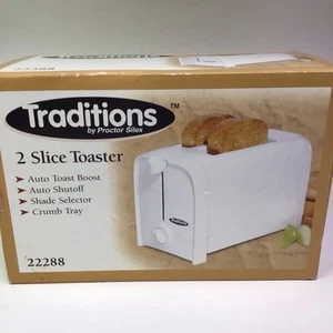 Procter Silex Traditions 2 Slice Toaster White #22288 OPEN BOX - Picture 1 of 6