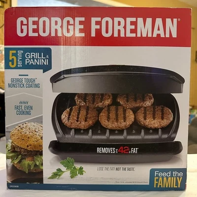 George Foreman 5 сервировочный гриль и пресс Panini George жесткое антипригарное покрытие - Изображение 1 из 4