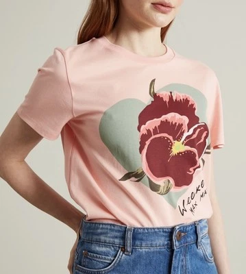 NUEVO SIN ETIQUETAS Weekend Max Mara Camiseta Algodón Corte Etiqueta con Estampado Talla:M Primavera/Verano Foto 1 de 4