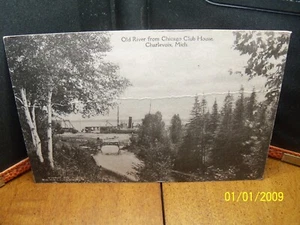 1918 Old River from Chicago Club House Charlevoix MI Michigan photocard - Picture 1 of 2