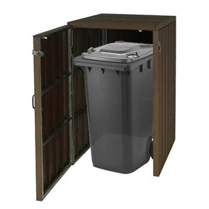 B-Ware 1er WPC-Mülltonnenverkleidung MCW-J28, Mülltonnenbox, erweiterbar braun - Bild 1 von 7