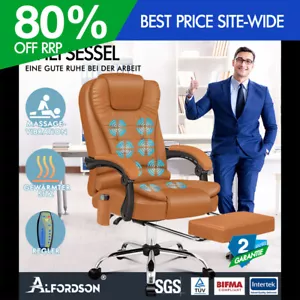 ALFORDSON Massage-Bürostuhl Beheizter Chef-Computersitz Braun - Bild 1 von 12