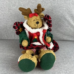 Vtg Reindeer Angel Wings Plush Music Box Reindeer Teddy Bear Santa Christmas - Picture 1 of 7