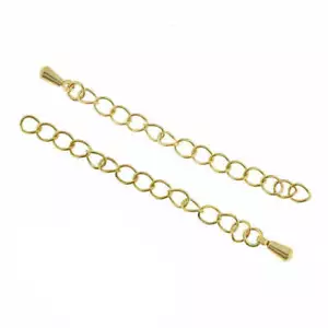 Gold Stainless Steel Extender Chains With Chain Drop - 57mm x 4mm - 2 Pieces - Picture 1 of 1