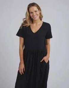 ELM Black V-Neck T-Shirt Dress Size 10 Small S - Picture 1 of 2