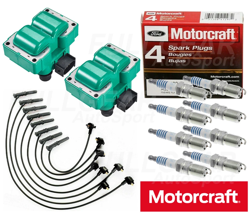 BOBINA DE ENCENDIDO PREMIUM + BUJÍA MOTORCRAFT + CABLE PARA FORD 4.6L 5.0L V8 Foto 1 de 3