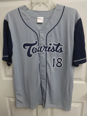 2018 MiLB Asheville Tourists SGA Buttoned Baseball Jersey Men XL Gray & Blue Cover