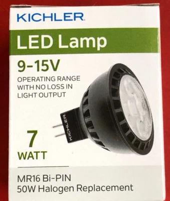 KICHLER LANDSCAPE LIGHTING FLOOD LIGHT LAMP BULB LED 9-15V 7W 40° MR16 Bi-PIN