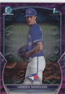 2023 BOWMAN CHROME..LANDEN MAROUDIS.. 1ST..FUSHIA LUNAR REFRACTOR./199.BLUE JAYS - Picture 1 of 1