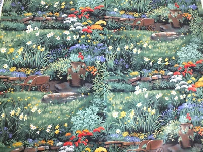 Tela de edredón de algodón vintage de 2 yardas yardas x 44" Hobby Lobby FLOWER GARDEN FUERA DE STOCK Foto 1 de 2