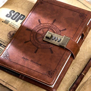 Vintage Journal Diary with Lock B6 PU Cover Retro Notebook 3-Digit Password I7E9 - Picture 1 of 11