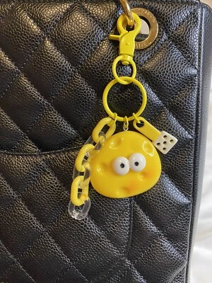 Yellow Cheese Keychain Accessory Food Charm Cheese Bag Charm Clip On - Image 1 of 2