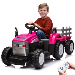 12V Kids Electric Ride on Tractor with Trailer Battery Powered Car Toy w/ Remote - Picture 1 of 11