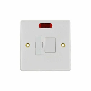 Spur Switch Unit 13-Amp Fused & Neon Indicator With Fixing Screw -1 Gang CE UK  - Picture 1 of 2