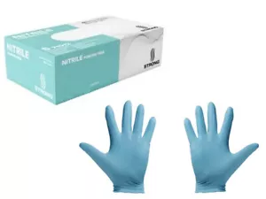 100 Stück blaue nitril latexfreie Handschuhe von Strong, Größe: Medium oder Large - Bild 1 von 3