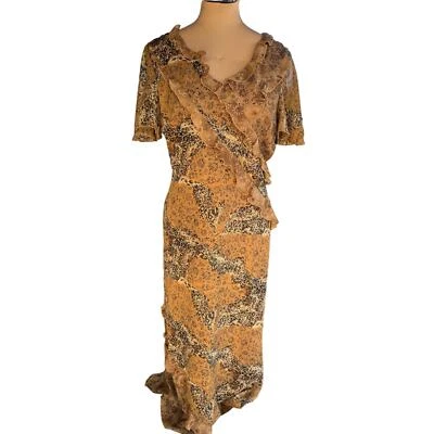 Sag Harbor Maxi Dress Sz. 16 - Whimsigoth, Animal Print, Ruffled, Patchwork - Image 1 of 4