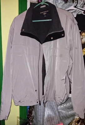 Vintage Dockers ~Men's Size XL~ Beige Bomber Full Zip Stain Defender Coat Jacket - Image 1 of 3