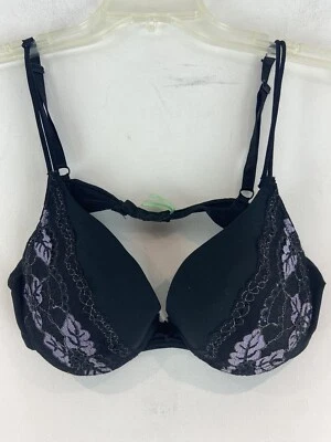 Sujetador de encaje acolchado negro púrpura Honeydew correas ajustables talla 34C (684) Foto 1 de 4