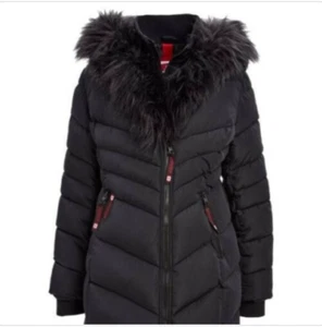 Canada Weathergear Women's Black/Black Faux Fur Hooded Puffer Jacket Size Small - Picture 1 of 1