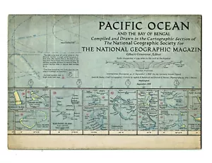 1943-9 Settembre Mappa OCEANO PACIFICO E BAIA DI BENGALA National Geographic (547) - Foto 1 di 3
