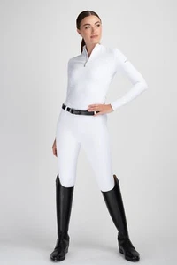 Pantalones de montar Mochara Pull On para dama asiento completo de silicona blanco ecuestre - Imagen 1 de 4