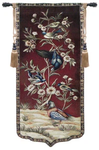 Oriental Birds & Flowers Woven Tapestry Wall Art Vintage Home Decor Panel - Picture 1 of 1