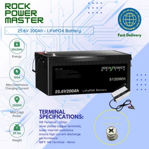 24v 100Ah 200Ah LiFePO4 Deep Cycle Rechargeable Lithium Iron Battery for RV - Picture 1 of 10