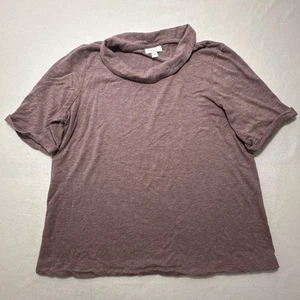 J Jill Pure Jill Womens Medium Short Sleeve Cowl Neck Top Mauve Pullover T Shirt - Picture 1 of 12