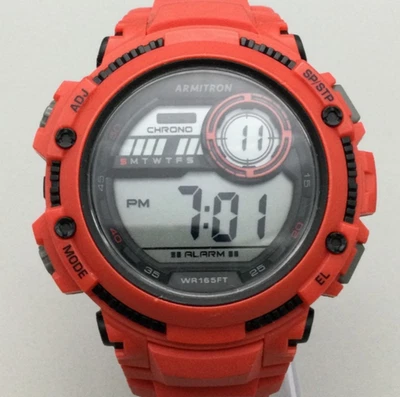 Reloj Digital Deportivo Armitron Pro Hombre 53mm Rojo Negro Tono Día Fecha Batería Nueva Foto 1 de 4