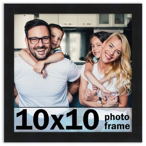 10x10 Frame Black Picture Frame Modern Photo Frame UV Acrylic, Acid Free no Mat - Picture 1 of 6