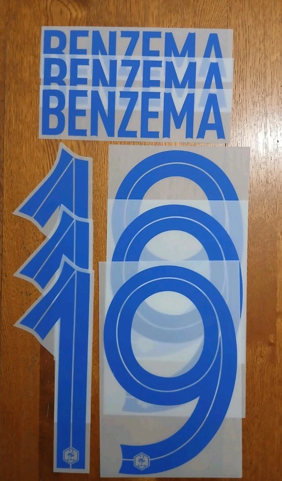 Lot de 3 Flocages Officiel France 2022/2023 Benzema Adulte Away   - Photo 1/1