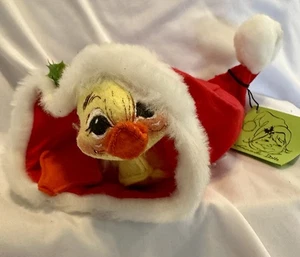 Cappello Babbo Natale Annalee 1982 Natale Giallo Anatroccolo Mobilitee 7” Vintage - Foto 1 di 10