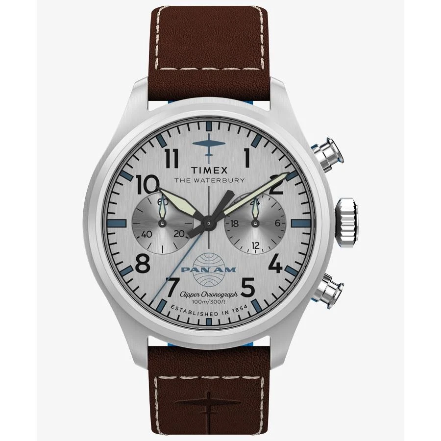 Timex x Pan Am Waterbury Chronograph Brown Silver TW2Y38700