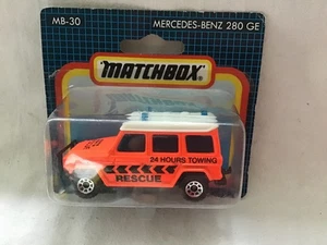 MATCHBOX MB-30 MERCEDES BENZ G WAGON ORANGE RESCUE 24HR TOWING - ON CARD - Bild 1 von 2