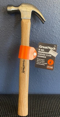Martillo de garra curvado GreatNeck-8 oz. Mango de madera satinada de acero forjado tratado térmicamente Foto 1 de 3