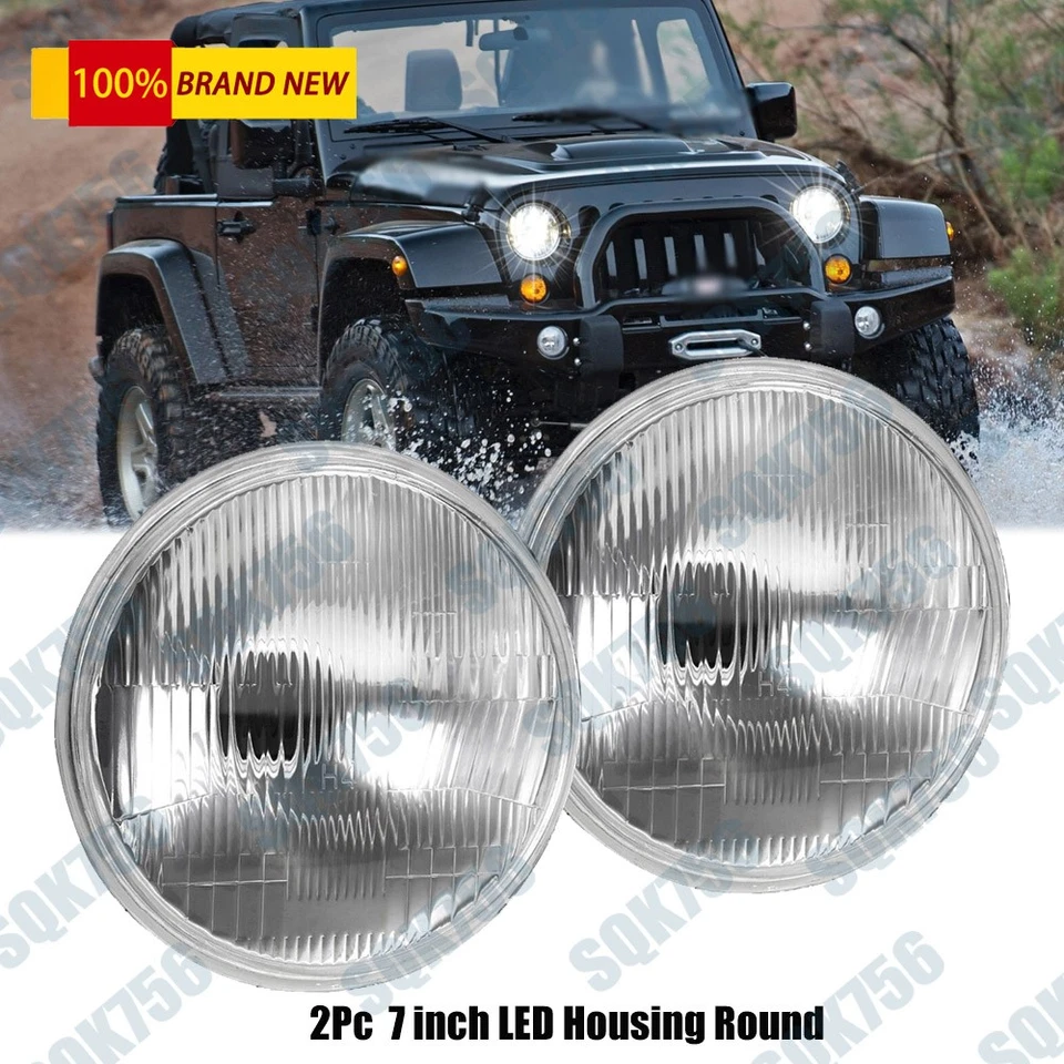 Para Jeep Wrangler JK LJ TJ CJ 7" pulgadas cabeza redonda luz haz sellado carcasa de vidrio Foto 1 de 4
