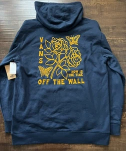 NWT VANS Men’s ROSES & BUTTERFLIES Sweatshirt HOODIE Pullover Velvet Print XXL - Picture 1 of 7